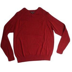 MEN'S RED V-NECK PULLOVER SWEATER - CHATHAM ROAD - SIZE M
